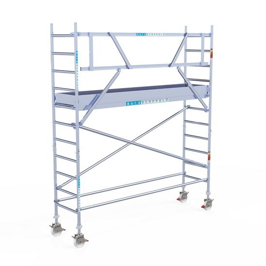 Euroscaffold - Rolsteiger Pro 75x305 4,2m werkhoogte carbon vloer tegen de gevel